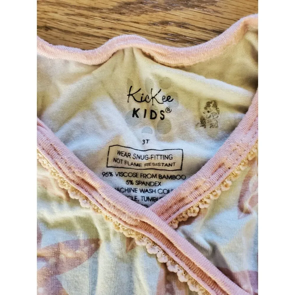 KicKee Kids Pajama Set Star Fish Long Sleeve Bamboo Super Soft 3T GUC